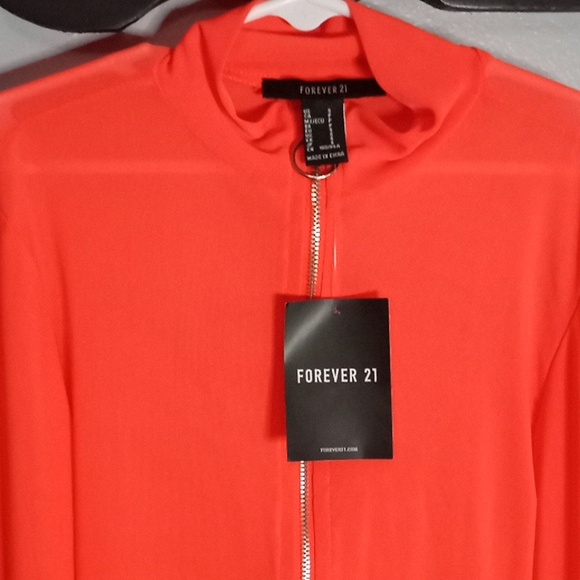 Forever 21 Orange Sheer Knit Bodysuit NWT PTP:14"-17" - Picture 2 of 7